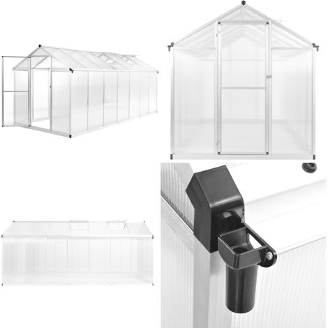 Serre Aluminium 421x190x195 cm 15,6 mÂł - Serre De Jardin - Serre Aluminium - Serre Transparente - Serre Polycarbonat - Serre Grande Taille - Home & Living (1/5)