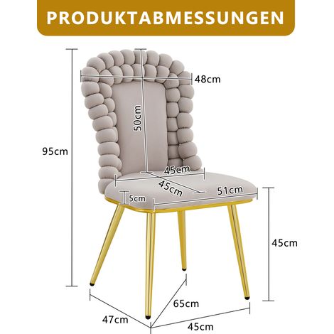Fauteuils de table en velours gris perle (pack de 2) – dossier en chaînette, piètement laiton doré, style raffiné pour salle à manger, salon et espace réception (1/5)
