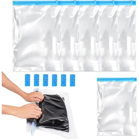 6 Pcs Sac Rangement sous Vide, Pas Besoin de Pompe, 50 x 70 cm (1/5)