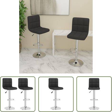 Furniture Limited - Tabourets de bar lot de 2 noir tissu (1/5)