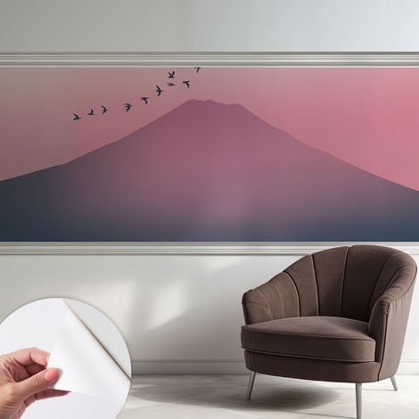 Papier peint autocollant avec imprimé décoratif pour salon et chambre à coucher Installation facile Coucher de soleil en montagne 250x104 cm (1/5)