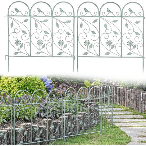 Clôture de jardin en fer forgé - Paquet de 4 pièces (longueur totale de 98") - Panneaux de bordure de chemin de paysage Barrière animale - Treillis de clôture en métal pour plantes grimpantes (1/5)