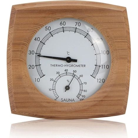 Thermomètre de sauna hygromètre en bois, thermometre hygrometre de sauna pour interieur, Thermomètres de saunas,Saunas Thermomètres numérique pour Saunass, 10 °C à 120 °C, 13x13.5cm (1/4)