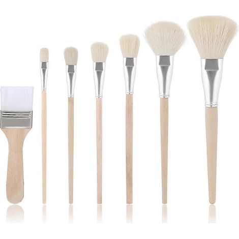 Ensemble de 7 pinceaux pour peinture acrylique, avec manche en bois et poils de laine, idéal pour l'aquarelle. (1/4)