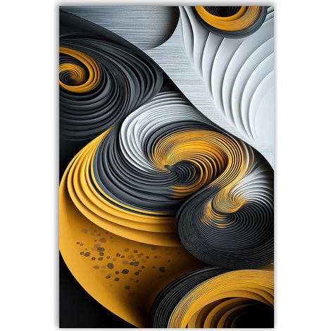 Tableau abstrait spirales dorées (1/5)
