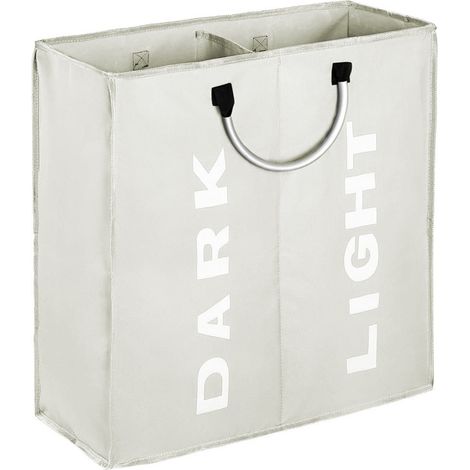 Panier À Linge Double - 53 x 23 x 53 cm - Pliable - Avec Poignées Rembourrées - Pour Séparation Couleurs - 1 Pièce (1/5)