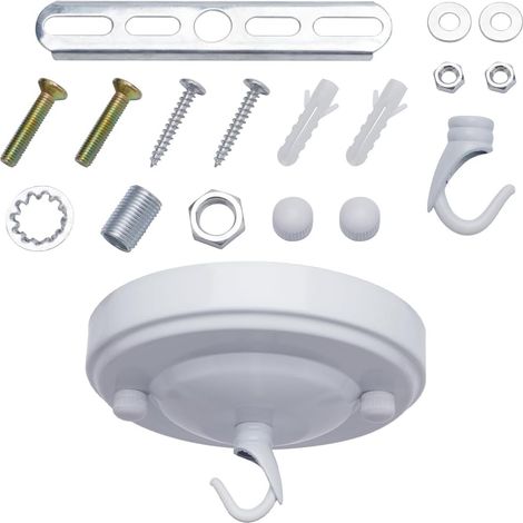 Kit de dosel de techo redondo y plano de hojalata de 104 x 26 mm con tornillos, ganchos para colgar y accesorios de plástico para colgar plantas, carga máxima de 22 libras. (1/4)