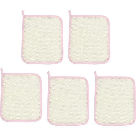 Ensemble de 5 gants toilette exfoliants en nylon avec savon , pour le visage et corps . Serviettes b (1/5)