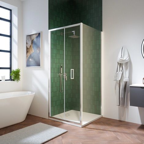 Cabine de douche 90 x 90 cm avec ouverture à livre verre transparent 6 mm h 195 cm Aruba (1/4)