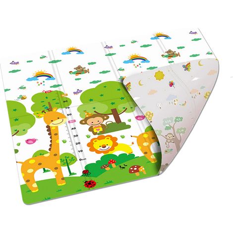 Tappeto Morbido per Bambini 200x150x1 cm Pieghevole Animali fronte/retro (1/2)