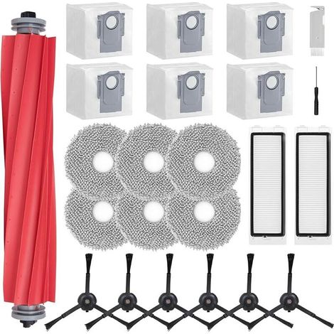 Kit accessoires pour roborock Qrevo, Ensembles de Rechange pour Robot Aspirateurs Qrevo avec Brosse Principale, 2 Filtres Hepa, 6 Brosses Latrales, 6 Chiffon, 6 Sacs (23 Pices) (1/5)