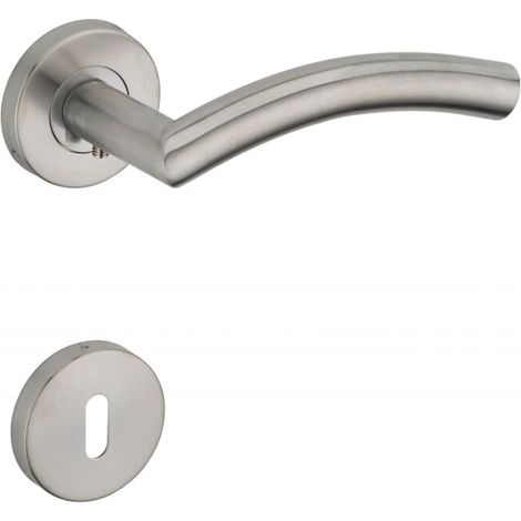 Paire de béquilles pour porte, carré 7mm, inox - (1/2)