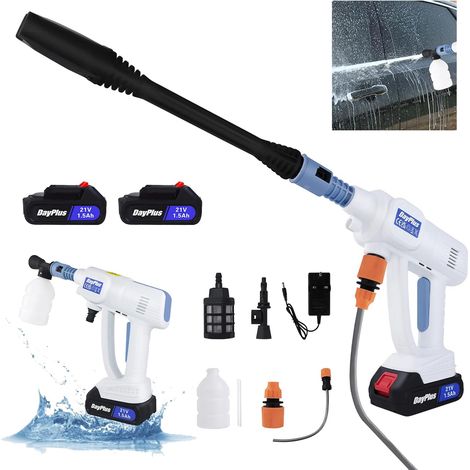 Cordless Jet Washer Portable Car Pressure Washer, Battery Power Washer with Water Tank for Car Washing, 2x Batteries & Charger, 2.8-3L/min, 6-In-1 Nozzle for Garden Window (1/5)