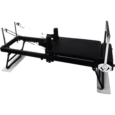Reformer de Pilates, resistencia ajustable, diseño que ahorra espacio, negro (1/2)