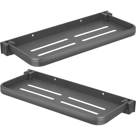 Organisateur de salle bain mural pliable, 2 étagères métalliques robustes, sans perçage, pour (1/5)