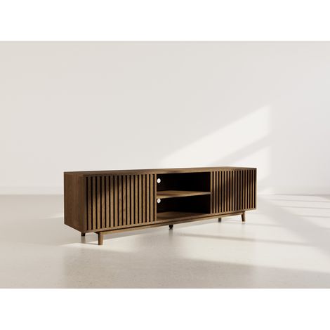 Freya - meuble tv 180 cm - 2 portes et 2 niches - marron (1/5)