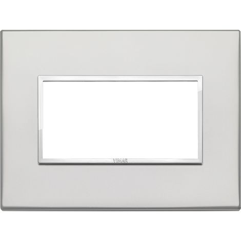 Placca Vimar Eikon Evo Alluminio Argento 4 moduli codice 21654.07