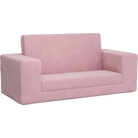 Canapé-lit pour enfants 2 places rose peluche douce