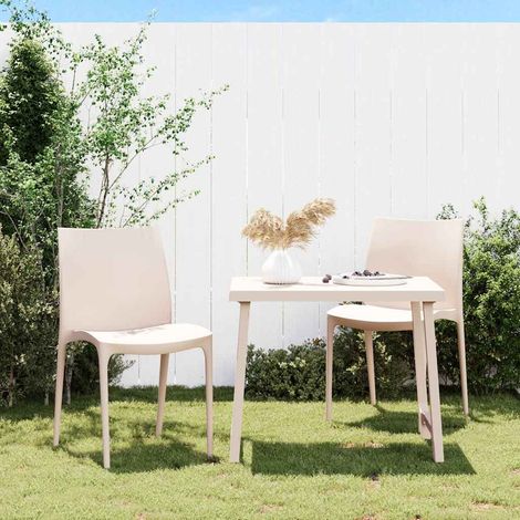 Chaises de jardin-Chaise de terrasse-Chaise d'extérieur lot de 2 crème 50x46x80 cm polypropylène (1/5)