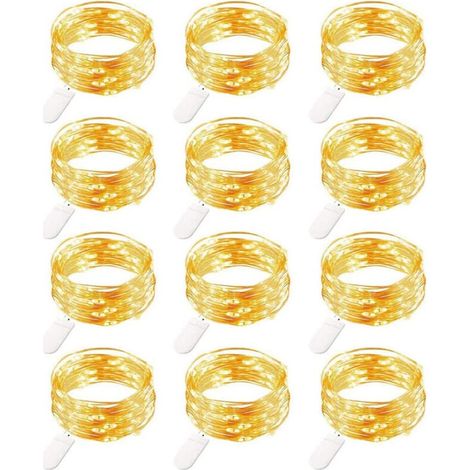 Guirlande lumineuse de Noël, Guirlandes lumineuses LED batterie, 20 pièces 1M 20 LEDs guirlandes lumineuses en fil de cuivre