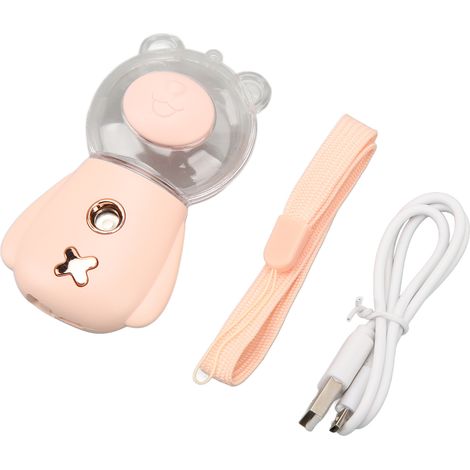 Niedlicher, bärenförmiger Nano-Gesichtsbefeuchter mit Sprühfunktion, 300 ml, USB-Anschluss und Timer, rosa (1/4)