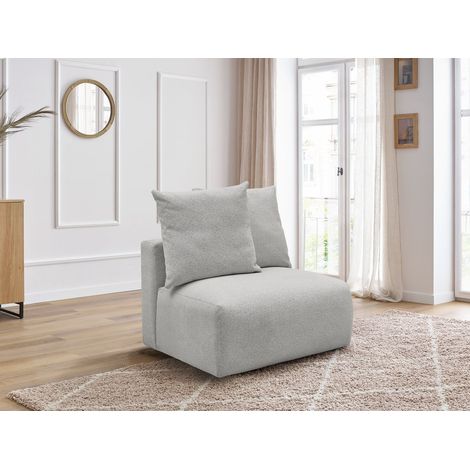 BOBOCHIC - Chauffeuse 1 place sans accoudoir pour canapé modulable VOLTAIRE tissu chiné   Gris clair (1/5)