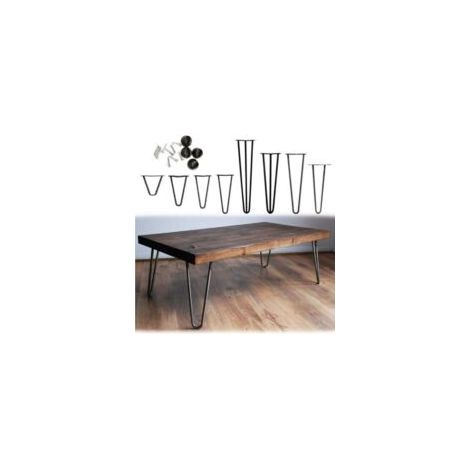 Set di 4 gambe per mobili da 10 cm, gambe a forcina per tavolo, gambe sostituibili per tavoli e mobili, struttura del tavolo, con protezioni per il pavimento e viti. Disponibili in 10 cm - Crezuo