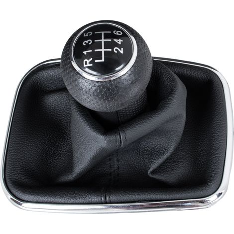Pomo de palanca de cambios negro para VW Golf IV 97-03 + funda con marco cromado, 6 velocidades, orificio de 12 mm (1/5)