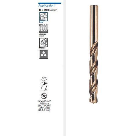 PUNTA ELICA HSS-CO 8% S.CORTA RETTIFICATA DIN 338 3,50 MM (1/2)