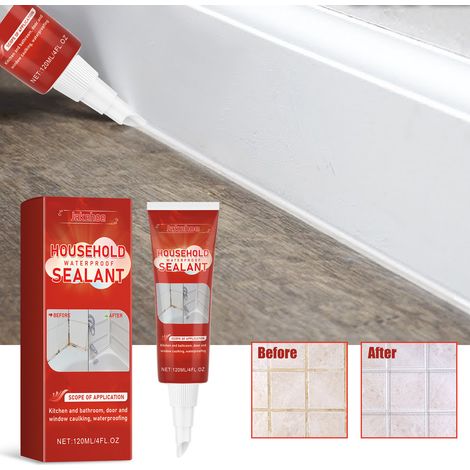 Wasserdichte Haushaltsdichtmasse für Fliesen, Badezimmer, Toilette und Waschbecken Anti-Schimmel-Füllmaterial, Fugenmasse und Leckreparaturkleber – 120 ml -- DE (1/5)