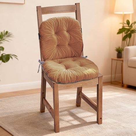 Coussin de Chaise avec Dossier,42 x 85cm Coussin Assise Chaise Jardin Dossier avec Housse Amovible,Coussin De Chaise De Bureau avec Attaches,Lavable, pour Bureau,Canapé (Kaki) (1/5)