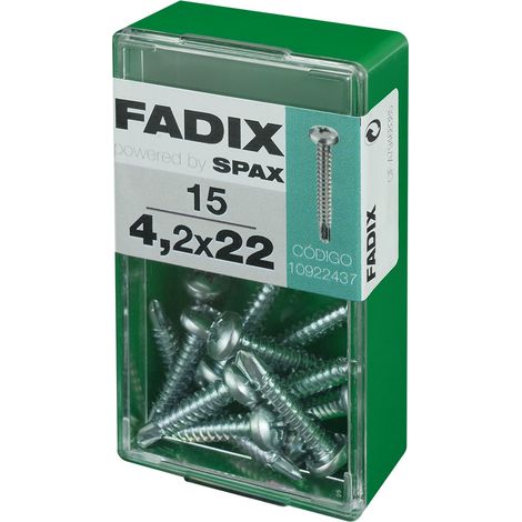 Caja de 15 unidades de tornillo de rosca chapa con cabeza redonda autotaladrante 4,2x22mm Fadix (1/2)