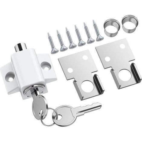 1PCS Verrou de Porte Coulissant Fermeture Porte Coulissante pour Portes Battantes Portes Coulissantes Fenêtres Serrures Pour Fenêtre pour Sécurité des Enfants Animaux Domestiques - Blanc-DOU
