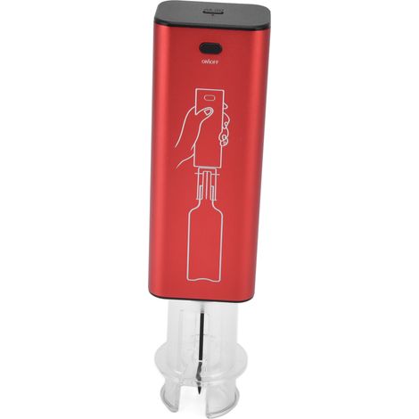 Elektrischer Schnellkorkenzieher für Rotwein, wiederaufladbar, Aluminium, multifunktional, mit integriertem Akku, rot (1/5)