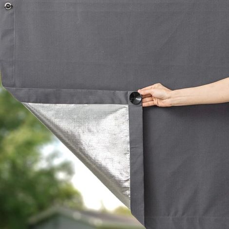 Store occultant à enrouleur - 96 x 115 cm - Installation sans perçage - Store occultant portable - Livré avec 7 ventouses - Store occultant isolant - Gris (1/5)