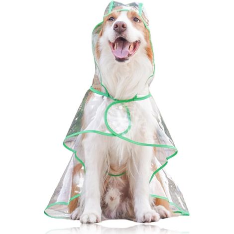 (vert transparent) Manteaux imperméables pour chiens, imperméable pour chien imperméable pour animaux de compagnie avec capuche imperméable pour chiens de petite et moyenne taille