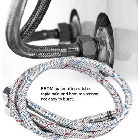 Tuyau d\'alimentation en eau - TIP - Acier inoxydable 304 - 60 cm - EU G3/8 - Flexible chaud/froid (1/4)