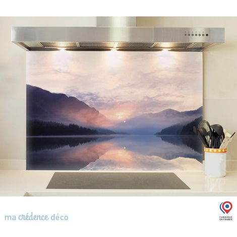 Fond de hotte : Lac de montagne - Verre trempé - 90 cm - 60 cm (1/5)