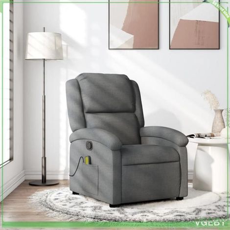 Fauteuil inclinable de massage - 3205417 - Tissu gris foncé - Massage 6 points - Cadre bois et métal (1/5)