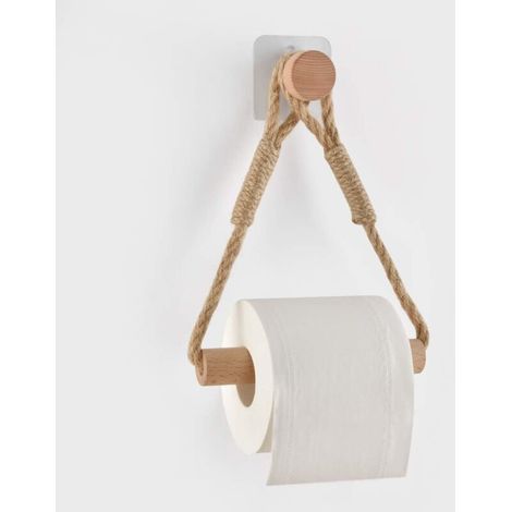 Selbstklebender Toilettenpapierhalter, Handtuchrollenhalter fürs Badezimmer, Handtuchring aus Holzseil