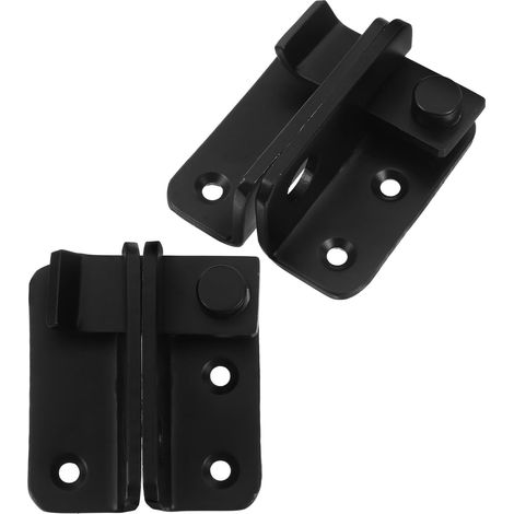 Loquet Coulissant en inox Noir 2pcs, Verrou de Porte (1/5)