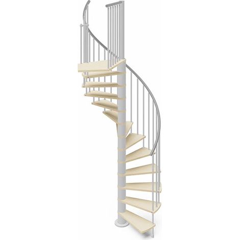 Scala a chiocciola 11 gradini - Diametro 138cm - Legno e bianco - HOOP138/BB-AH-11