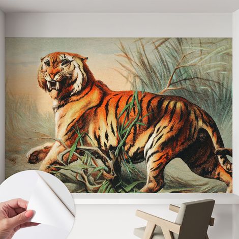 Papier peint adhésif décoratif pour chambre et salon Design moderne à poser facilement Nature tigrée 152x104 cm (1/5)
