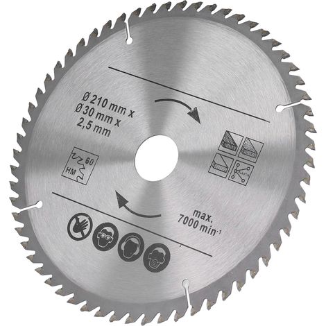 210 x 60 x 30 mm (8-1/4 Zoll) Hartmetall-Kreissägeblatt für Holz, Kunststoff, Gehrungssäge und Tischkreissäge, präziser Schnitt, 60 Zähne, Profiwerkzeug (1/5)