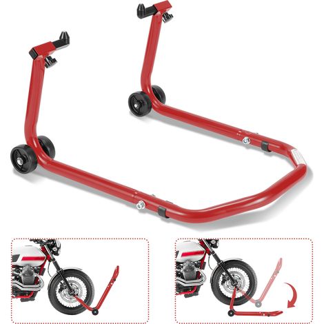 Randaco Motorradständer Frontheber in U-Form, Stahl, einstellbar 20–28 cm, für Wartung, Rot (1/4)