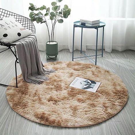 Tapis Fluffy - Tapis Rond Non Glissant Pour Chambre D Enfant - 120 cm - Fibres Acryliques - Fond Latex - Lavable À La Main - 1 Pièce (1/5)
