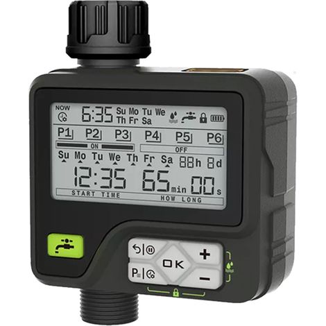 Minuteur Arrosage Automatique, Programmateur Arrosage Automatique avec 6 programmes séparés, Fréquence de Cycle Semaine/Jours/Heures, Arrosage Automatique pour Jardin avec Capteur de Pluie (1/5)