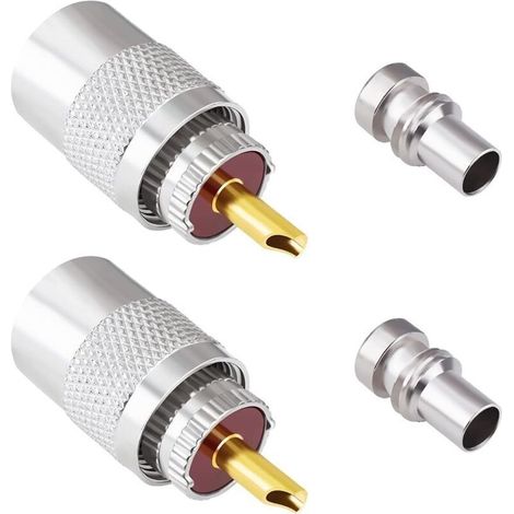 Male UHF coaxial connectors for soldering – Pack of 2, 50 Ω reducers compatible with RG58, RG59, RG213, LMR400, amateur radio antennas