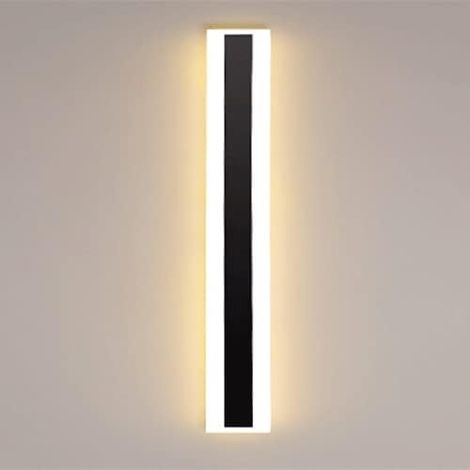 Applique murale longue linéaire créative, lumière d'ambiance étanche IP65, appliques murales extérieures à bande finition noire, rondelles murales rectangulaires LED modernes 3000K pour côté piscine p (1/5)