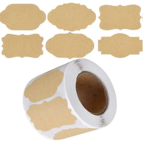 600 étiquettes autocollantes en papier kraft, vierges, pour confitures, emballages cadeaux, pâtisseries, bocaux, dossiers, cadeaux